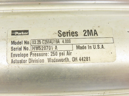 Parker 03.25 C2MAU19A 3-1/4" Bore 4" Stroke 1" Rod Double Acting Air Cylinder