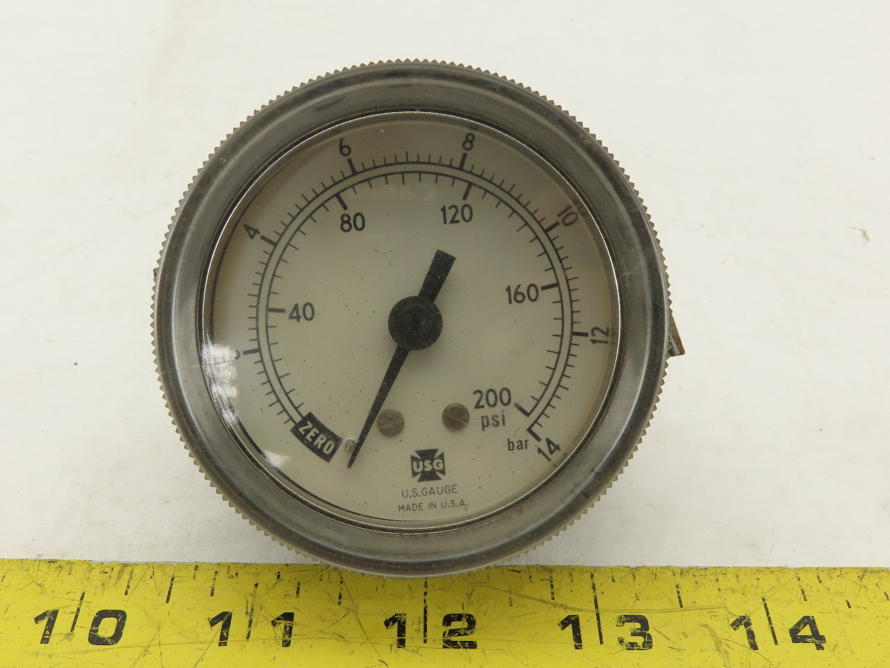US Gauge 0-200 PSI 0-14 BAR 1/4" Panel Mount Pressure Gauge