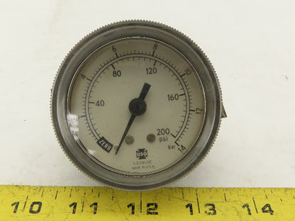 US Gauge 0-200 PSI 0-14 BAR 1/4" Panel Mount Pressure Gauge