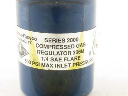 Taprite Fassco Series 2800 Compressed Gas Regulator 1/4 SAE Flare Ports 500 PSI