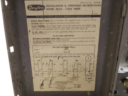 Dayton 2E214 125V Electromechanical HVAC Timer 3.5Hr-21Hr Max