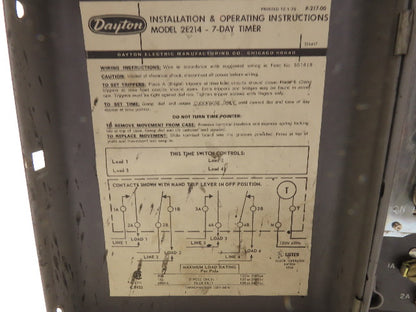 Dayton 2E214 125V Electromechanical HVAC Timer 3.5Hr-21Hr Max