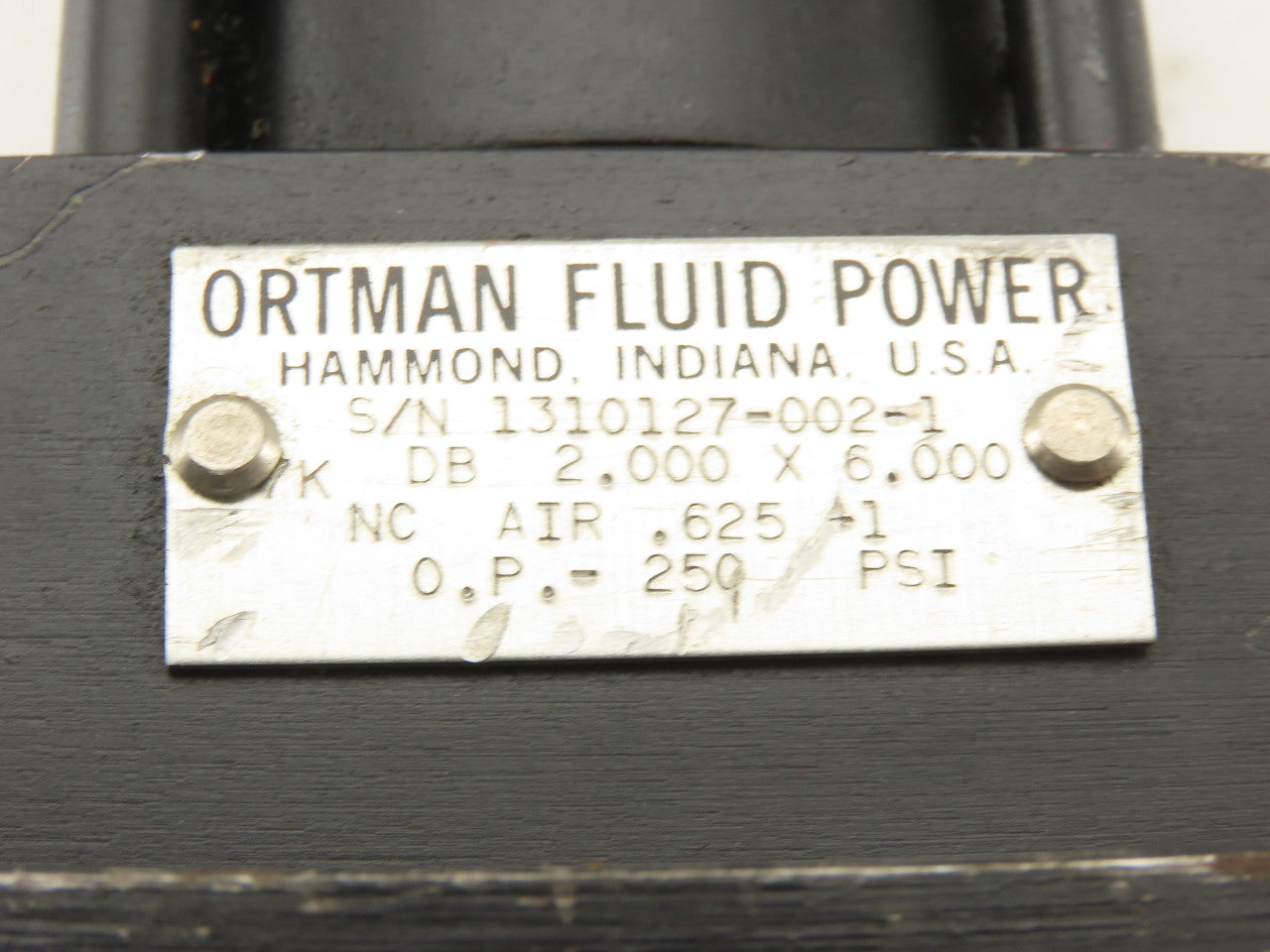 Ortman 2" Bore 6" Double Ended Stroke Pneumatic Double Acting Air Cylinder