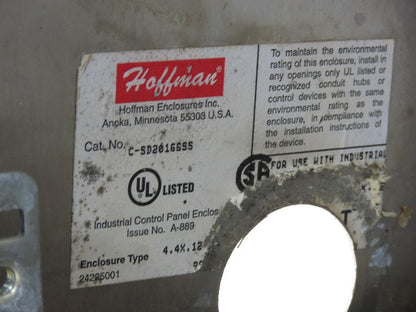 Hoffman C-SD20166SS Electrical Enclosure Stainless Steel 20"x16"x6"W/Back Plate