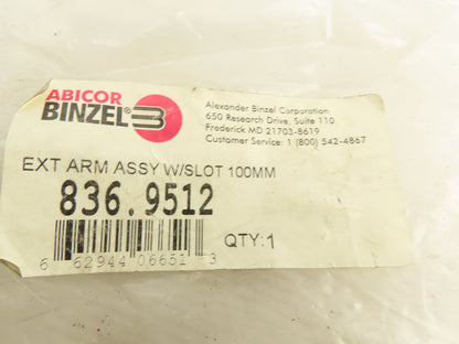 Abicor Binzel 836.9512 Extension Arm Assembly W/ Slot 100mm