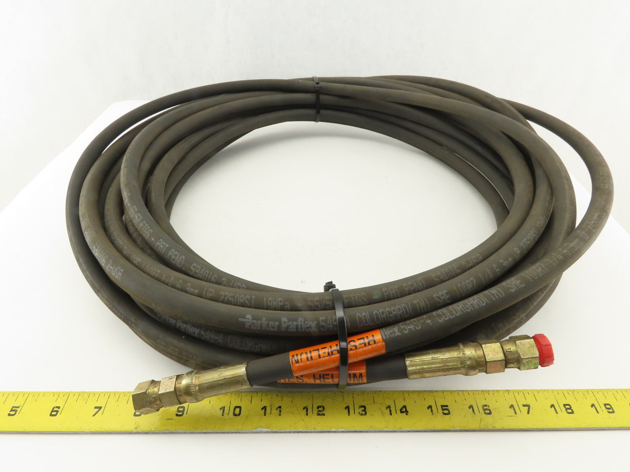 Parker 549-4 SAE 100R7 1/4" Gas Hose -4 1/4"-19 Swivel Female Ends 50'