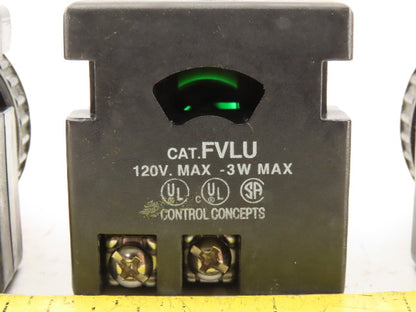 Control Concepts FLVU 120V 3W Red Green White Indicator Pilot Light Lot Of 3
