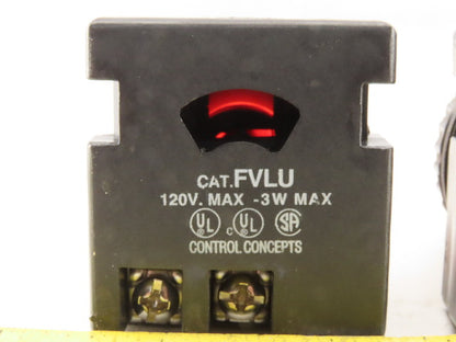 Control Concepts FLVU 120V 3W Red Green White Indicator Pilot Light Lot Of 3