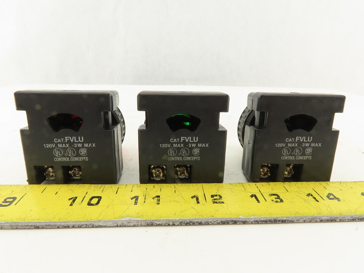 Control Concepts FLVU 120V 3W Red Green White Indicator Pilot Light Lot Of 3
