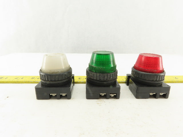 Control Concepts FLVU 120V 3W Red Green White Indicator Pilot Light Lot Of 3