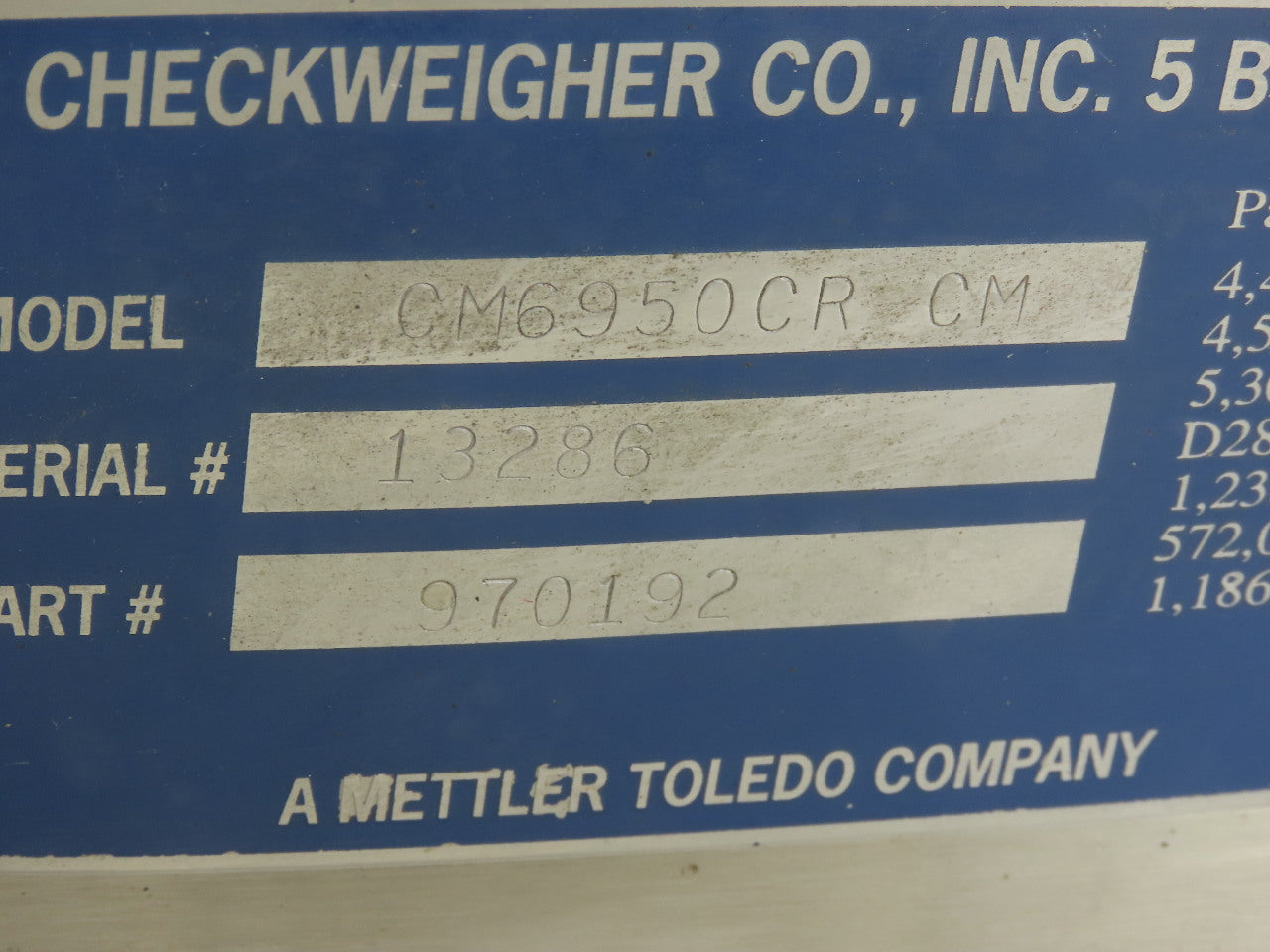 Mettler Toledo CM6950CR Load Cell Assembly