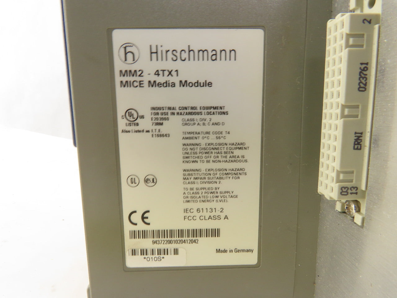 Hirschmann MS2108-2 MM2-4TX1 Media And Switching Module Chassis Block