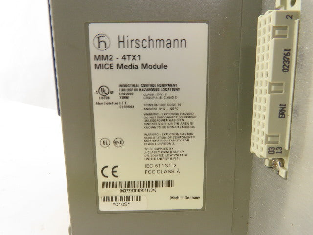 Hirschmann MS2108-2 MM2-4TX1 Media And Switching Module Chassis Block