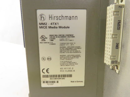 Hirschmann MS2108-2 MM2-4TX1 Media And Switching Module Chassis Block