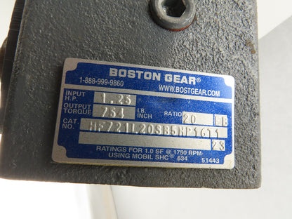 Boston Gear 20:1 Ratio 88RPM 90VDC 8" Extended Shaft Right Angle Gear Motor