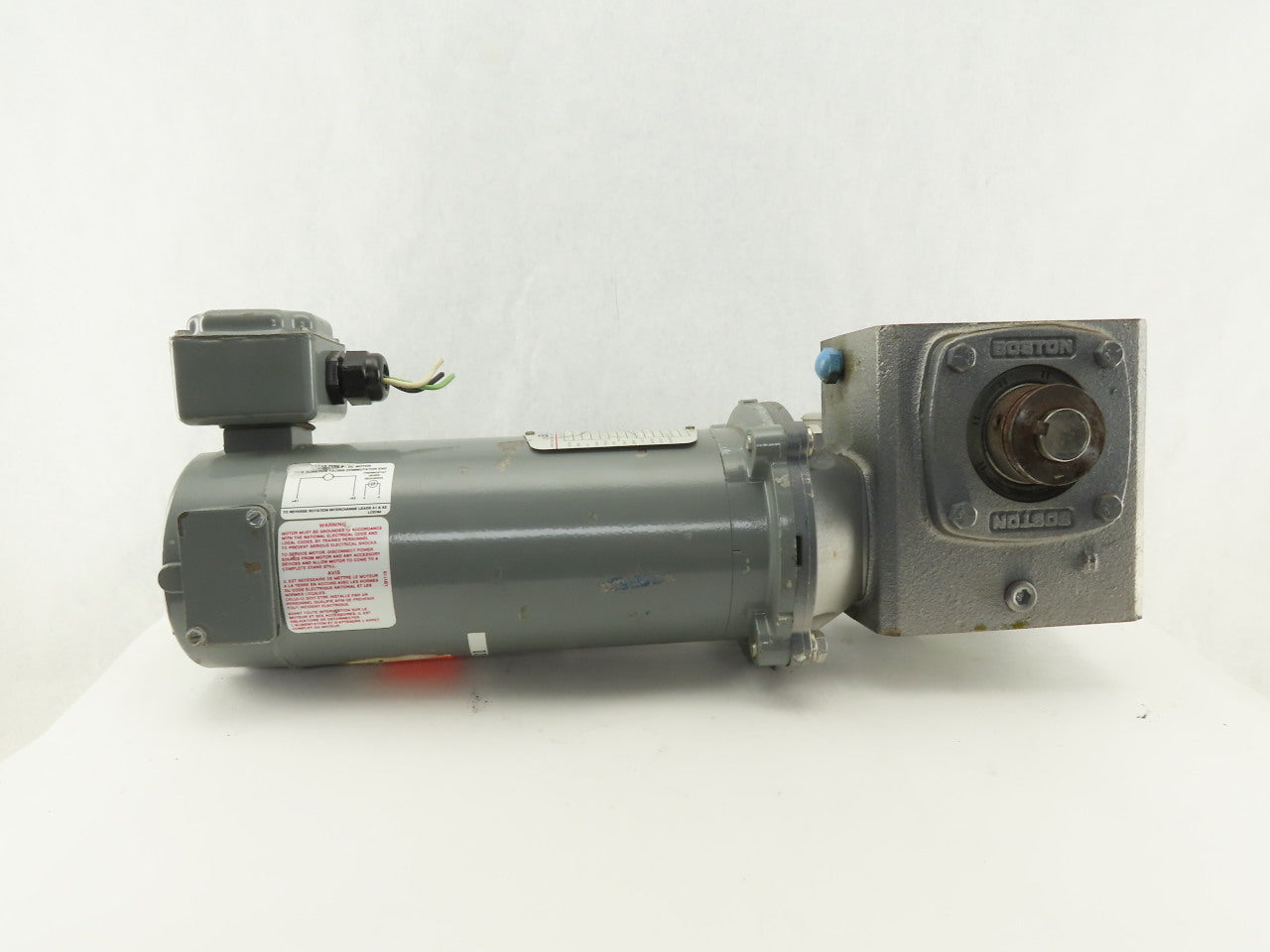 Boston Gear 20:1 Ratio 88RPM 90VDC 8" Extended Shaft Right Angle Gear Motor
