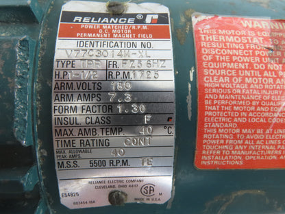 Reliance Type TPR 1.5Hp 1725RPM FZ56HZ Frame 180VDC Direct Current Motor