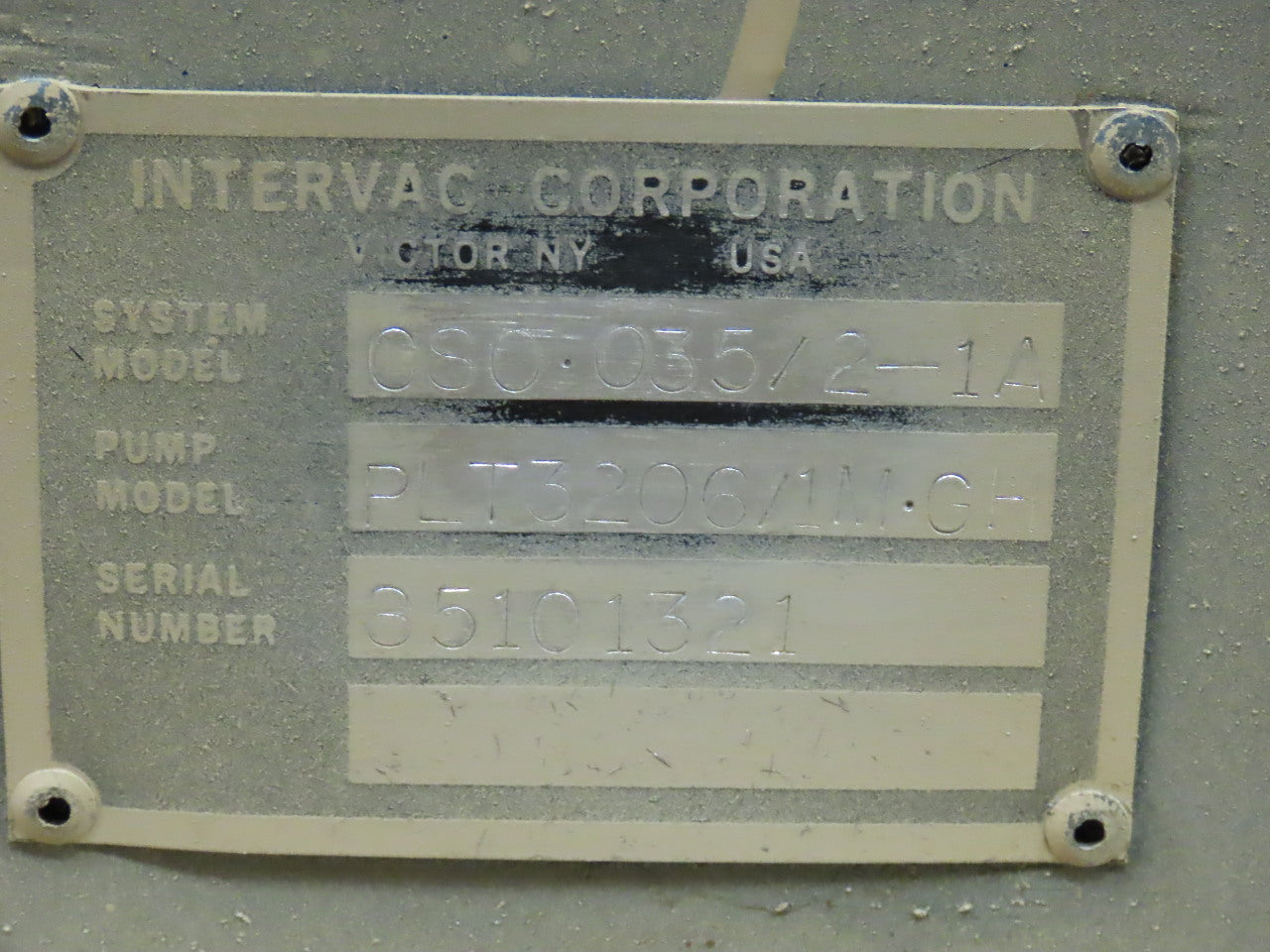 InterVac CSO 035/2-1A Vacuum Pump PTL3206/M-GM Assembly 230/460V 3Ph