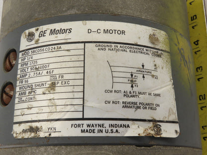 GE 5BCD56CD247A 1/4Hp 1725RPM 56 Frame 90/100F VDC Direct Current Motor