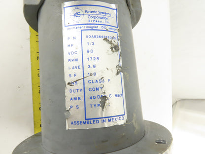 Kinetic Systems 1/3Hp 1725RPM 90VDC Permanent Magnet Direct Current  Motor