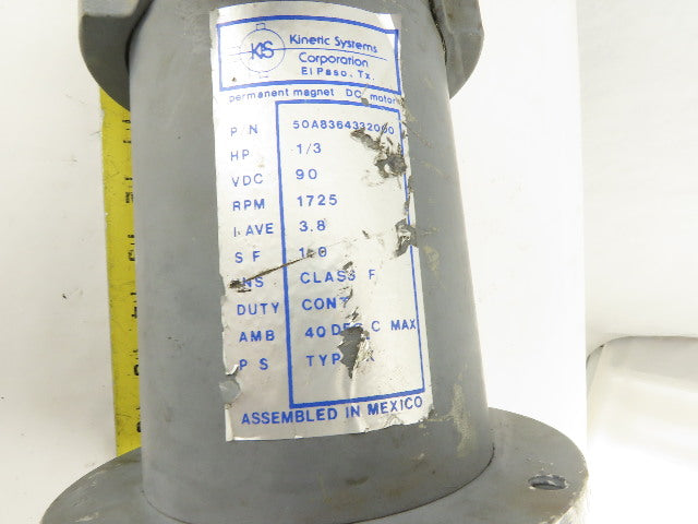 Kinetic Systems 1/3Hp 1725RPM 90VDC Permanent Magnet Direct Current  Motor