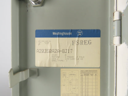 Westinghouse A203S0AZA Size 0 3Ph 600V 5Hp Combination Starter Disconnect 110V