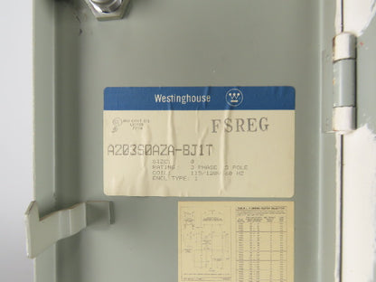 Westinghouse A203S0AZA Size 0 3Ph 600V 5Hp Combination Starter Disconnect 110V