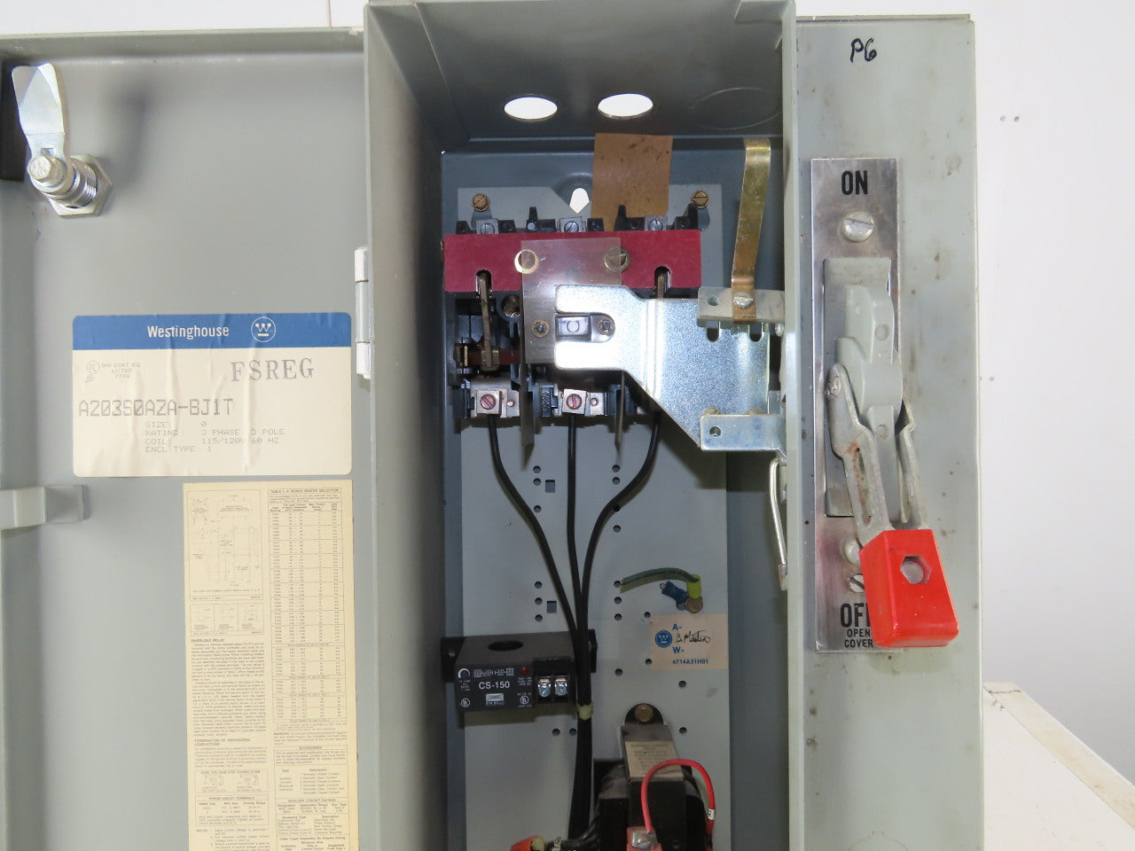 Westinghouse A203S0AZA Size 0 3Ph 600V 5Hp Combination Starter Disconnect 110V
