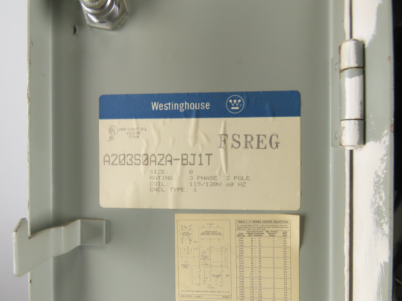 Westinghouse A203S0AZA Size 0 3Ph 600V 5Hp Combination Starter Disconnect 110V