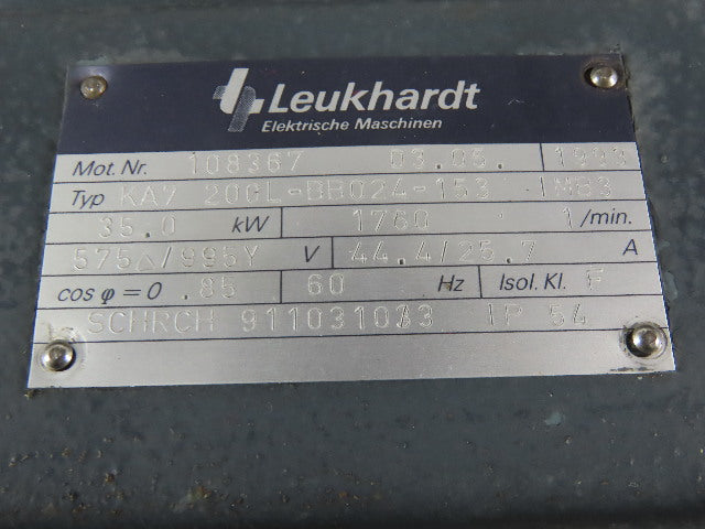 Leukhardt KA7 200L-BB024-153 35kW 47Hp 1760RPM 3Ph 575/995V AC Motor