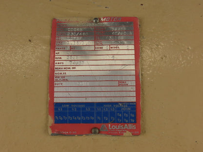 Louis Allis C0G4B 30Hp 3525RPM 3Ph 230/460V 60Hz 284TS Pacemaker AC Motor