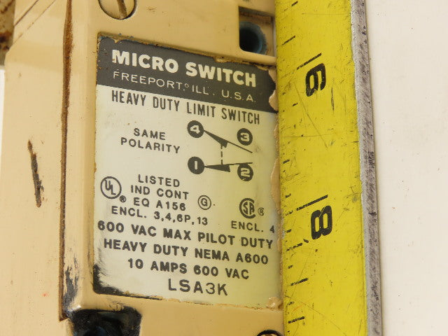 Honeywell LSA3K 600VAC 10A Cam Roller Rocker Micro Limit Switch Lot Of 2