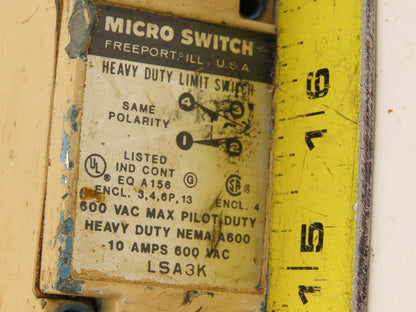 Honeywell LSA3K 600VAC 10A Cam Roller Rocker Micro Limit Switch Lot Of 2