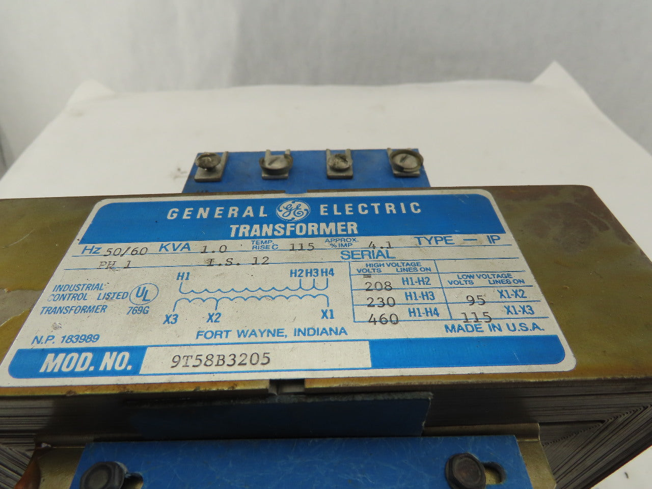 General Electric 9T58B3205 208-240/480HV 95/115LV 1.0kVa 1Ph Transformer