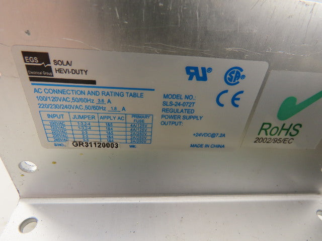 Sola TSLS-24-072T-1 24VDC Regulated Power Supply 120/240V 50/60Hz Input