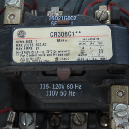 General Electric CR306C1 600V 10Hp 3Ph 3PSize 1 Combination Starter Disconnect