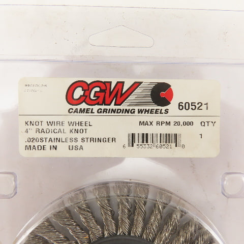 Camel Grinding Wheels 60521 4" Radial Knot Wire Wheel Brush 5/8-11 Thread Arbor