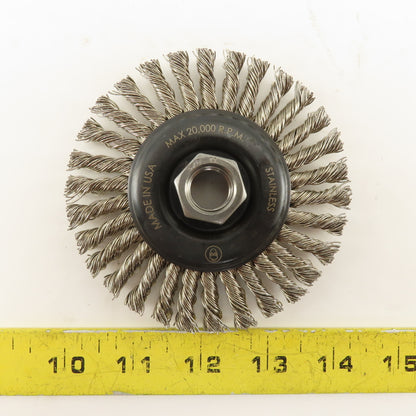 Camel Grinding Wheels 60521 4" Radial Knot Wire Wheel Brush 5/8-11 Thread Arbor