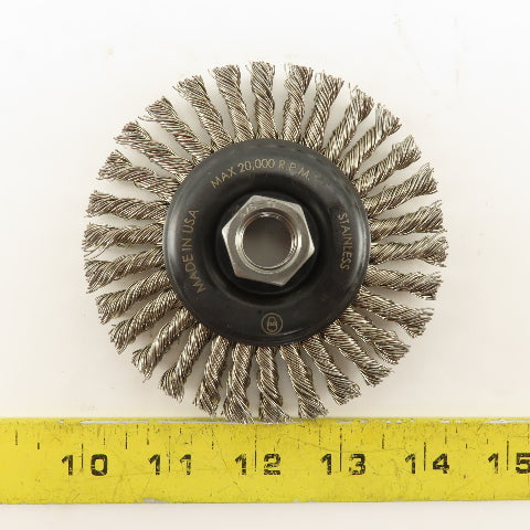 Camel Grinding Wheels 60521 4" Radial Knot Wire Wheel Brush 5/8-11 Thread Arbor