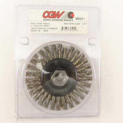 Camel Grinding Wheels 60521 4" Radial Knot Wire Wheel Brush 5/8-11 Thread Arbor