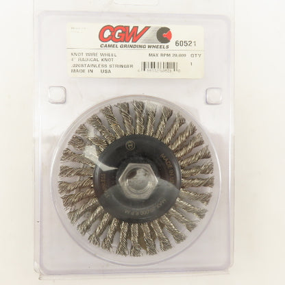 Camel Grinding Wheels 60521 4" Radial Knot Wire Wheel Brush 5/8-11 Thread Arbor