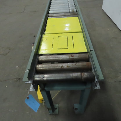 Hytrol 12-3/4" BF Gravity Decline Roller Conveyor W/ Pneumatic Stop 88"