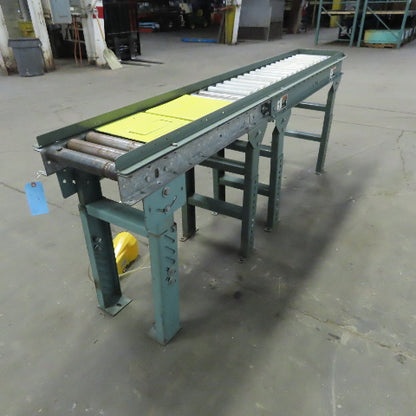 Hytrol 12-3/4" BF Gravity Decline Roller Conveyor W/ Pneumatic Stop 88"