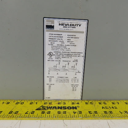 Sola 9342249T00 480HV 480Y/277LV 15kVa 3Ph 3R Transformer