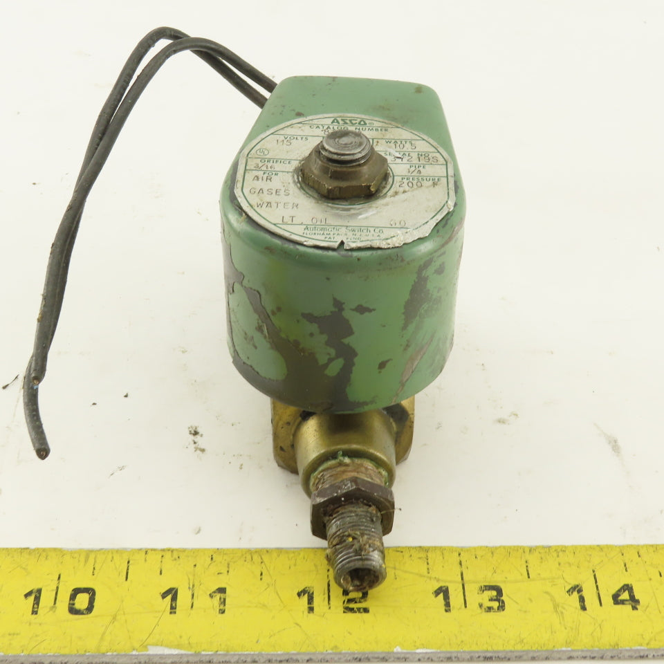 Asco 82624 115V 1/4 NPT Solenoid Actuated Valve WOG 200°F