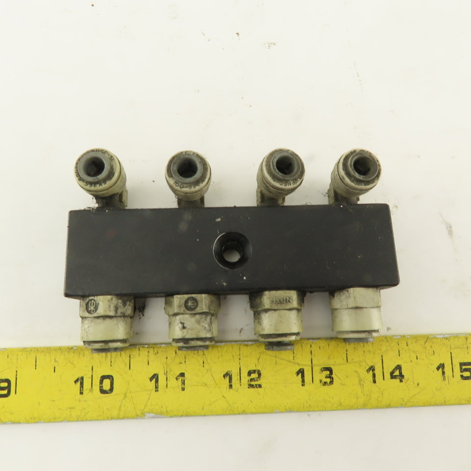 1/4" NPT Aluminum Body Push To Connect Fitting Anchor Block