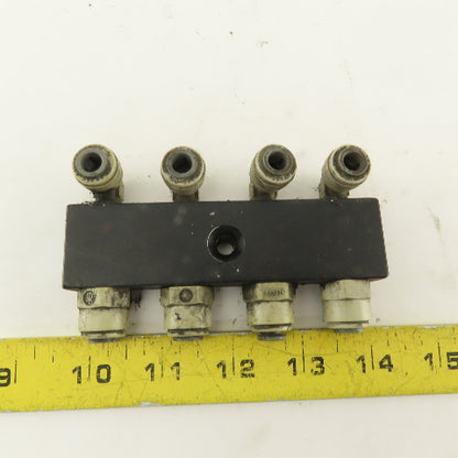 1/4" NPT Aluminum Body Push To Connect Fitting Anchor Block
