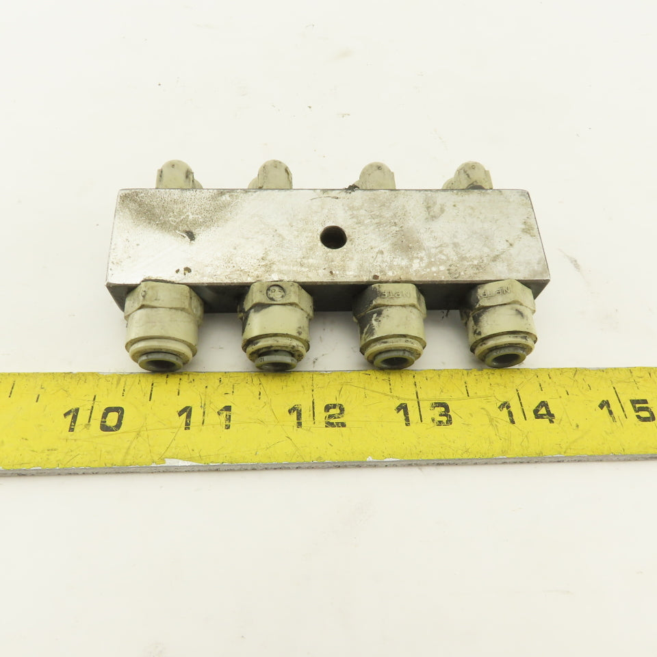 1/4" NPT Aluminum Body Push To Connect Fitting Anchor Block
