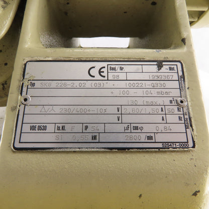 Rietschle SKG 226-2.02 0.55kW 230/400V 50Hz +100-104Bar Vacuum Pump