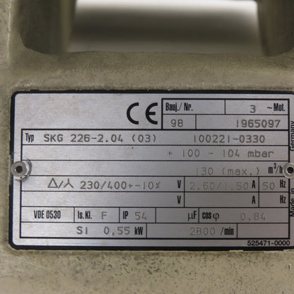 Rietschle SKG 226-2.04 0.55kW 2800RPM 230/400V Regenerative Blower Vac Pump 50Hz